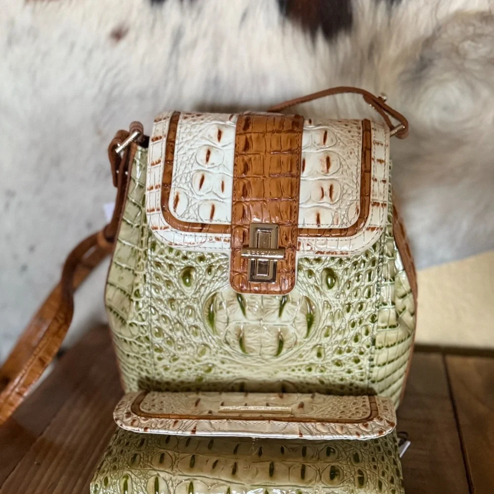 NWT SET ~ Brahmin Fern Williamette Green Margo with Cordelia Wallet - Picture 4 of 16